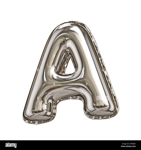 Silver Foil Balloon Font Letter A 3D Rendering Illustration Isolated On