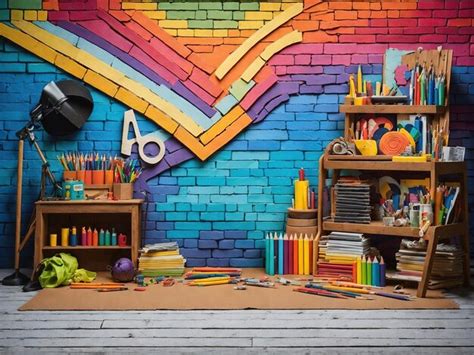 Premium Photo Colorful School Classroom Backdrop Design