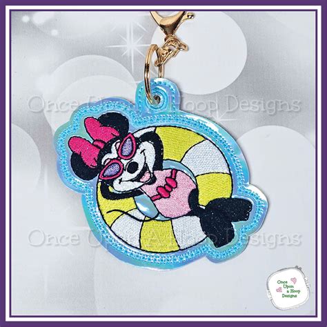 Floating Ms Mouse Purse Charm Snap Tab ITH Digital Machine Embroidery