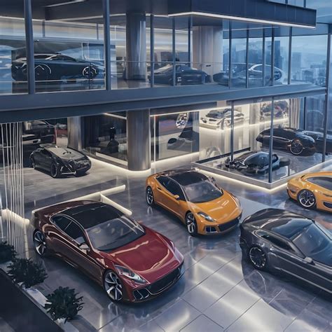 Premium Photo Stunning 3d Rendering Showing Futuristic Car Showroom