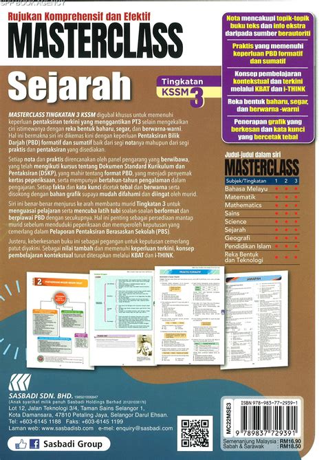 Sasbadi Masterclass Rujukan Komprehensif Dan Efektif Sejarah