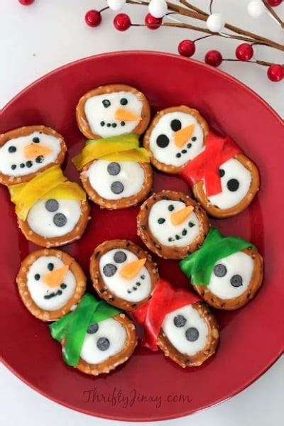 Snowman Pretzels Recipe - Winter Fun in the Kitchen! - Thrifty Jinxy