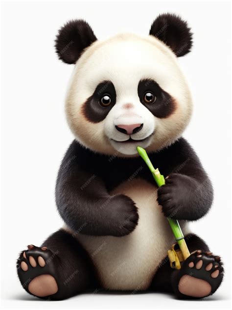 Premium Photo Cute Panda On White Background Generative Ai