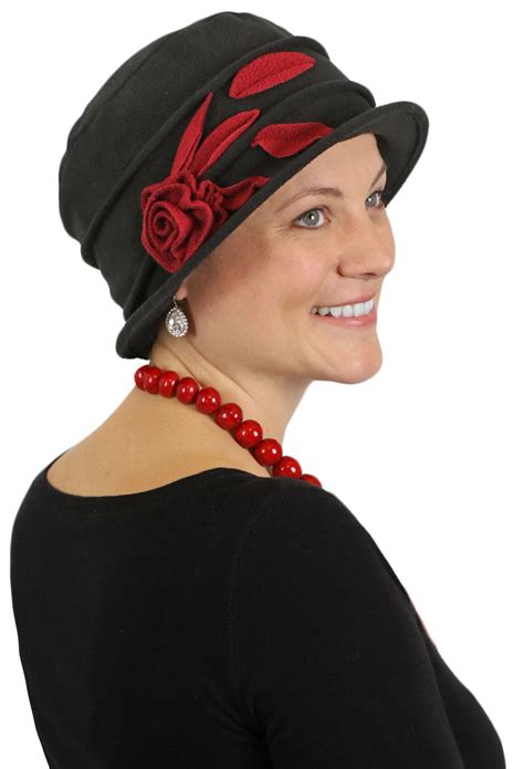 Hats Scarves And More Lady Rose Fleece Flower Cloche Hat For Chemo