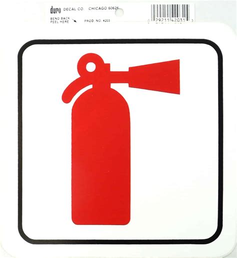 0454203 - Duro 6" X 6" Stick-On Fire Extinguisher Decal - 12 Per Pack