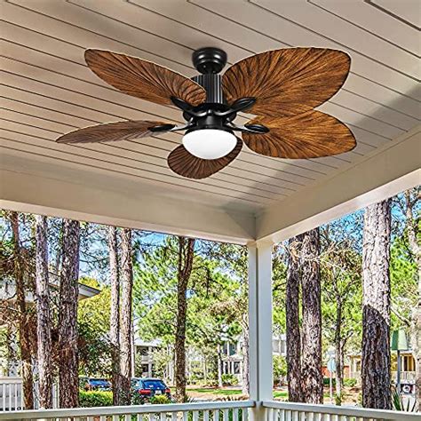 Yitahome Tropical Ceiling Fan With Led Light And Remote Control Inch