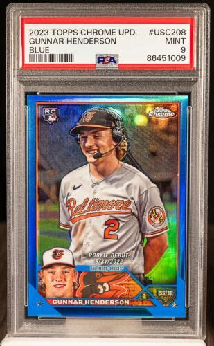 2023 Topps Chrome Update USC208 Gunnar Henderson RC Blue Refractor 150