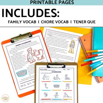 Tener Que And Quehaceres Story And Activities By Srta Spanish Tpt