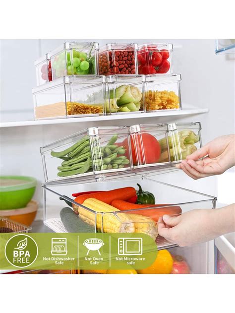 10 Pack Refrigerator Pantry Organizer Bins Stackable Fridge Organizer