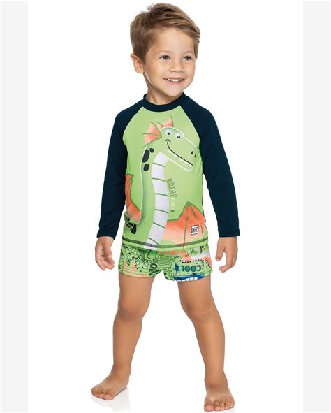 Riachuelo Conjunto Infantil Menino Beach Dinossauro Proteção UV