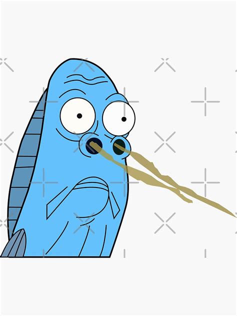 "Blue Fish Smelling (Meme)" Sticker for Sale by Naughty-Alan | Redbubble