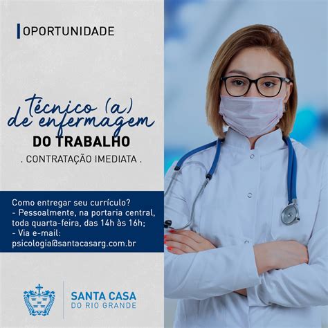 Enfermagem Do Trabalho Vaga - TEMOS VAGA: Técnico (a) de enfermagem do trabalho - Santa Casa do Rio ...