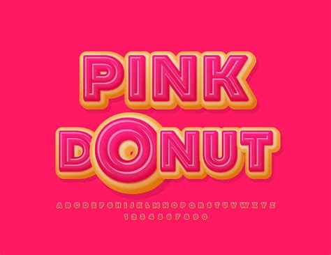 Premium Vector Vector Sweet Emblem Pink Donut Tasty Glazed Font