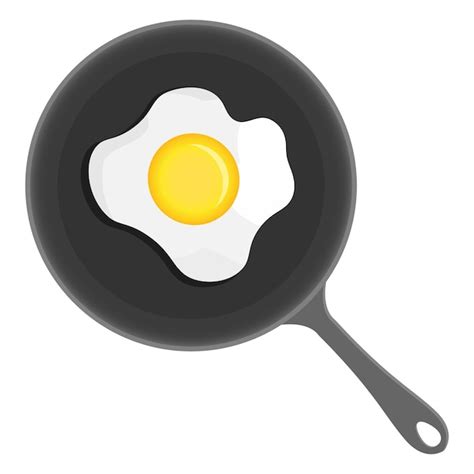 Premium Vector Fried Egg On Frying Pan Cartoon Style