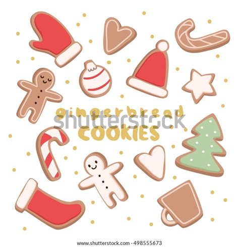 Cute Illustration Different Shapes Gingerbread Cookies Stock Vector ...