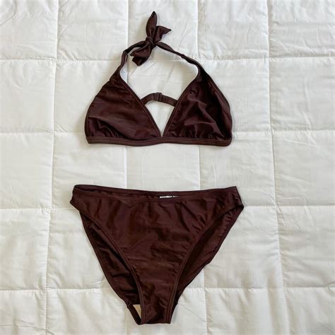 S Vintage Brown Bikini Set Early S Depop