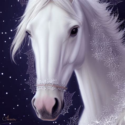 Beautiful White Horse Graphic · Creative Fabrica