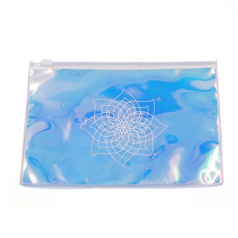 Custom Women Laser Hologram Pvc Plastic Cosmetic Zipper Bag Holographic