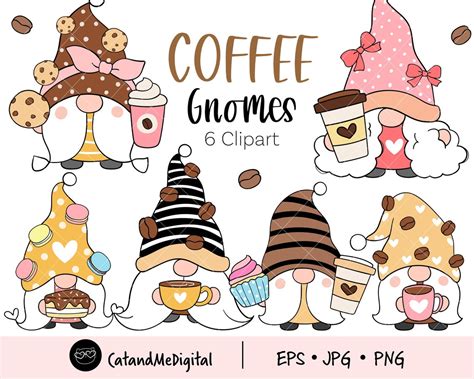 Coffee Gnomes Clipart Coffee Gnome Png Nordic Gnome Coffee Cup Etsy