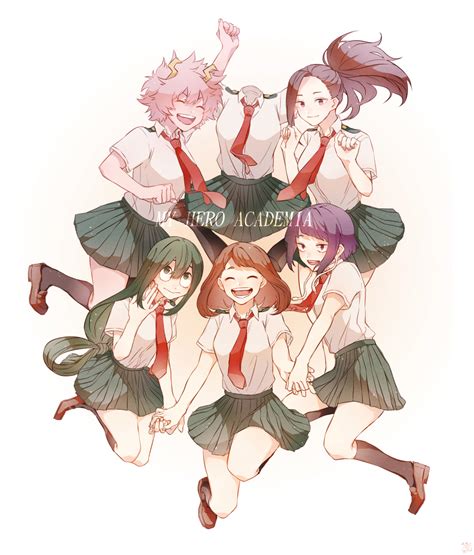 Safebooru 6 Girls Ashido Mina Asui Tsuyu Black Hair Blush Boku No