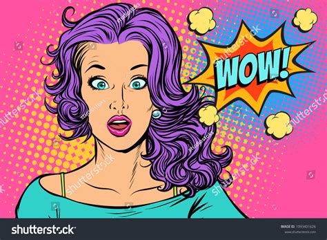 Wow Surprised Woman Pop Art Retro Stock Vector Royalty Free