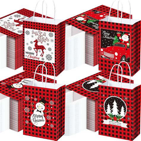 Amazon Yeaqee Pcs Christmas Gift Bags Bulk Red And Black