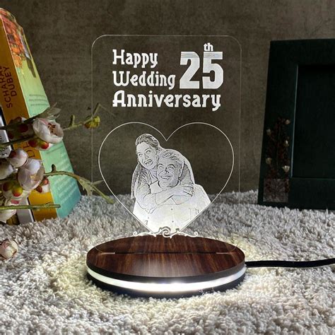 Happy 25th Anniversary Engraved Acrylic Led Lamp Winni