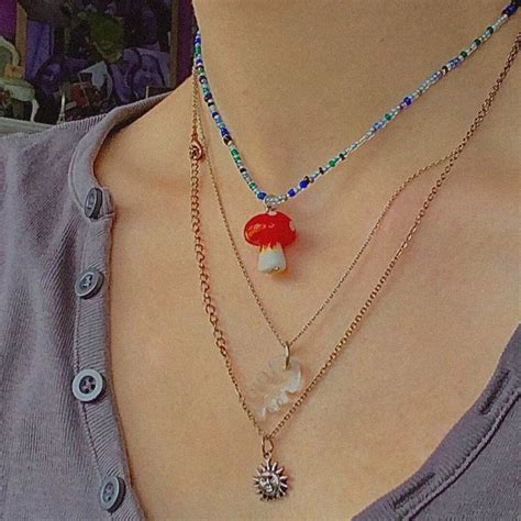 Cute Layered Necklaces 🍄🌊🌞 Indie Jewelry Grunge Jewelry Jewelry