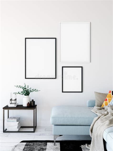 Frame Mockup Living Room Interior Wall Mockup Wall Art 3d Rendering