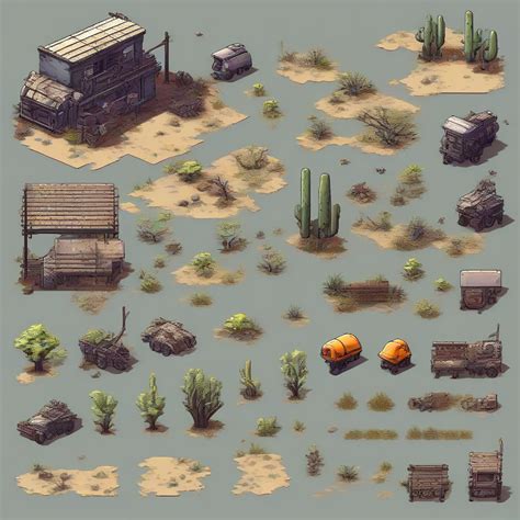 Fallout Themed Top Down Sprite Sheet Featuring Wasteland Ter By