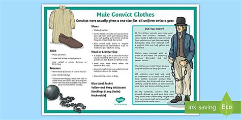 Male Convict Clothes Display Poster Teacher Made Twinkl