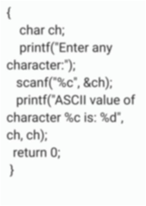 SOLUTION Ascii Value Of A Character Studypool