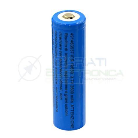 Batteria 18650 Ricaricabile Pila 2000mah 37v Li Ion Mkc Con Termin