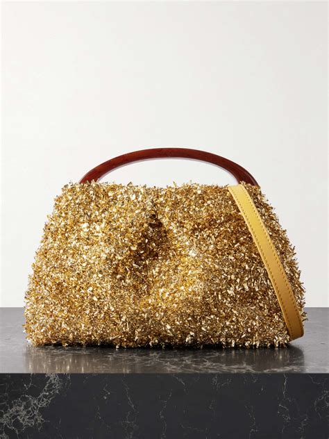 DRIES VAN NOTEN Leather Trimmed Tinsel Shoulder Bag NET A PORTER