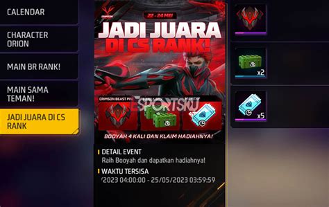 5 Cara Dapatkan Crimson Beast Pin Free Fire FF Esportsku