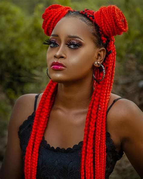 Red Box Braids: 10 Gorgeous Examples in 2024