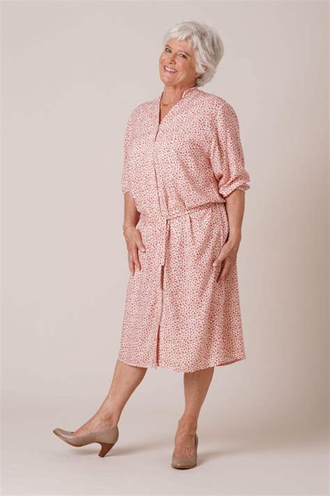 Robe chemisier imprimé rose Vêtement pour seniors forESTIME