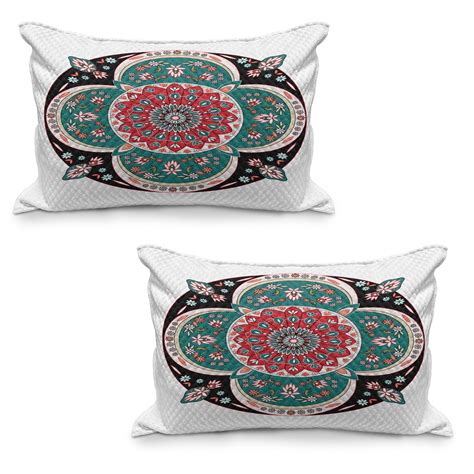 Orient Quilted Pillowcover Set Of Oriental Ornate Embriodery Style