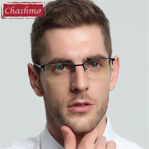 Chashma Liga Marca Óptica Óculos De Armação Homens Metade Aro Limpar Lens Armações De Óculos De