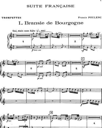 Suite Française Trumpet 1 And Trumpet 2 Sheet Music By Francis Poulenc