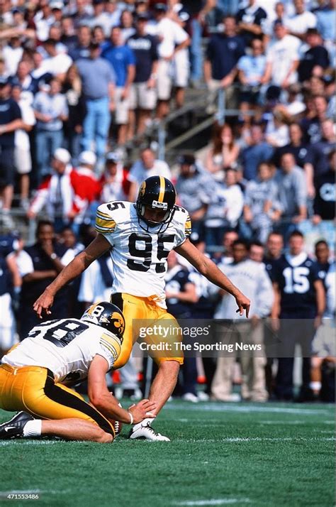 Nate Kaeding Of The Iowa Hawkeyes Warms Up Against The Penn State