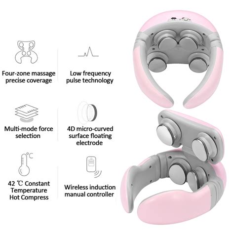 New Rechargeable 4 Head Smart Neck Massager W Remote Control Neck Shoulder Pulse Electric