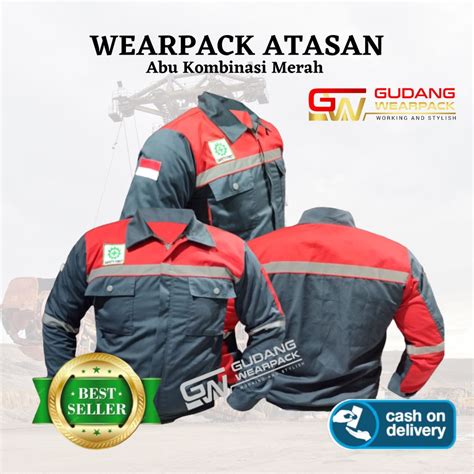 Jual Wearpack Atasan Baju Proyek Seragam Kerja Warna Abu Merah Shopee