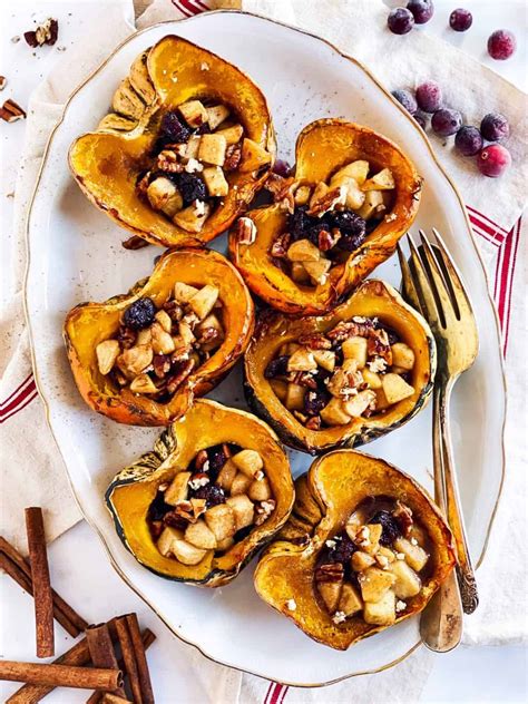 Cranberry Apple Stuffed Acorn Squash Recipe Savory Nothings