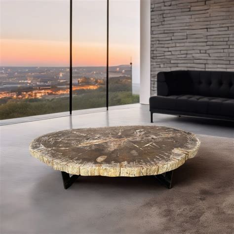 Table Basse Contemporaine Moorea Arrelart En Bois Fossilis