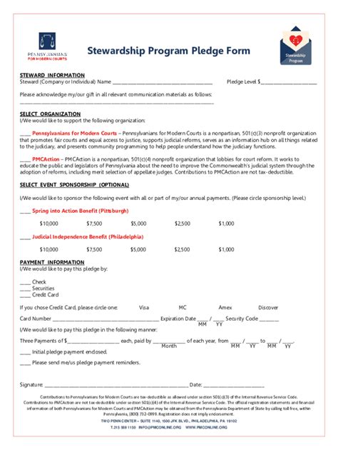 Fillable Online Stewardship Program Pledge Form Fax Email Print Pdffiller