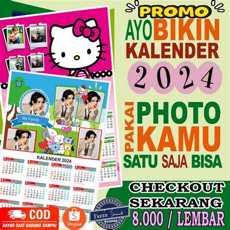 Jual Kalender Custom Foto Tulisan Murah Terbaru Glossy Klep Seng