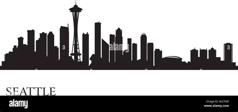 Seattle City Skyline Silhouette Background Vector Illustration Stock