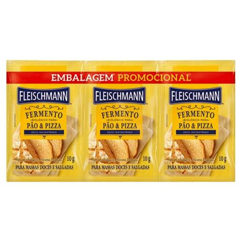 Fermento Biológico Seco Instantâneo Fleischmann Envelope 10g Cada Leve