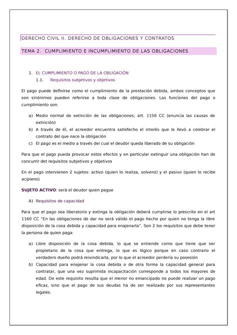 Tema 2 Derecho Civil Ii DERECHO CIVIL II DERECHO DE OBLIGACIONES Y